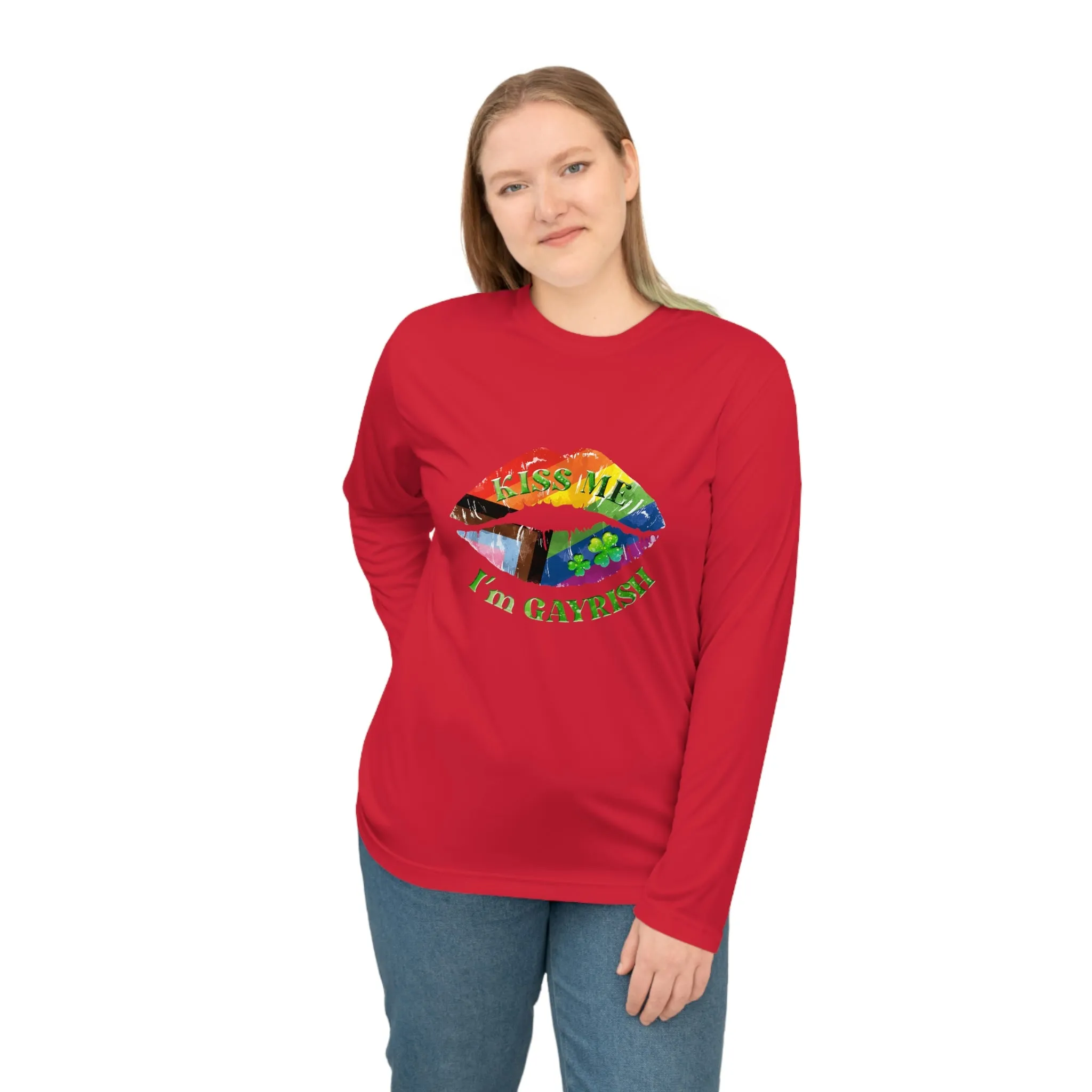 Progress Pride Flag Unisex Performance Long Sleeve Shirt - Kiss Me