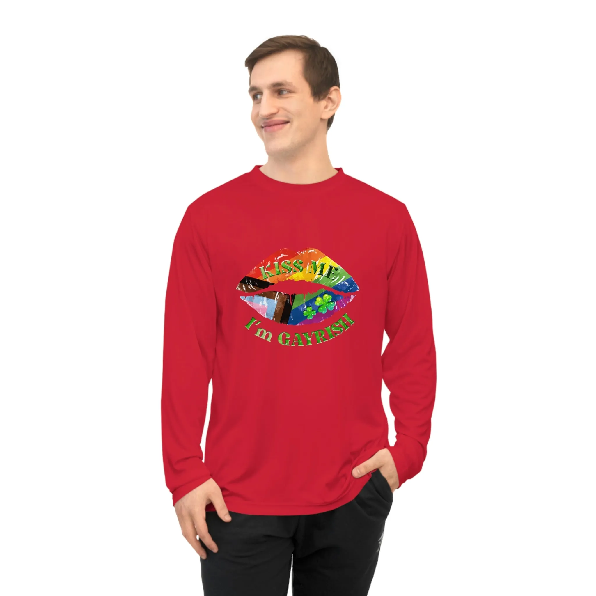 Progress Pride Flag Unisex Performance Long Sleeve Shirt - Kiss Me