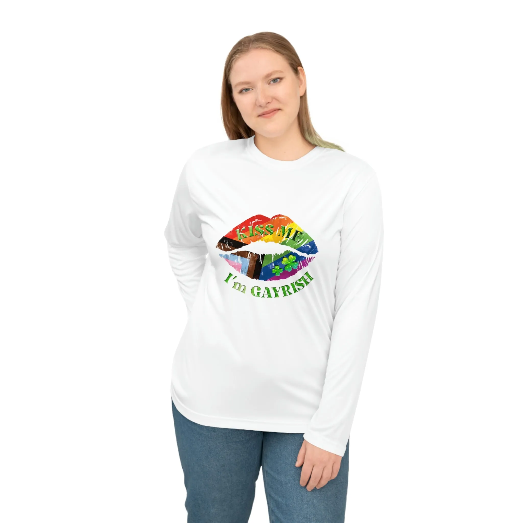 Progress Pride Flag Unisex Performance Long Sleeve Shirt - Kiss Me