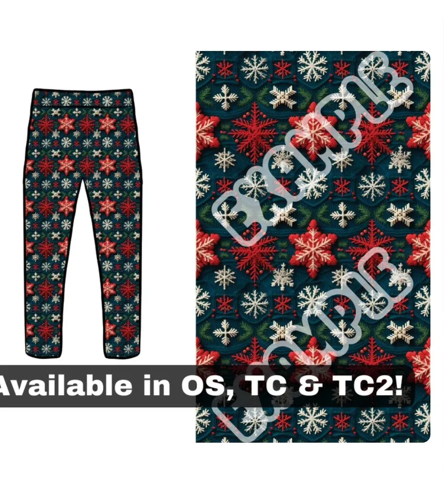 Red Snowflake Leggings w/Pockets - #5547-5549