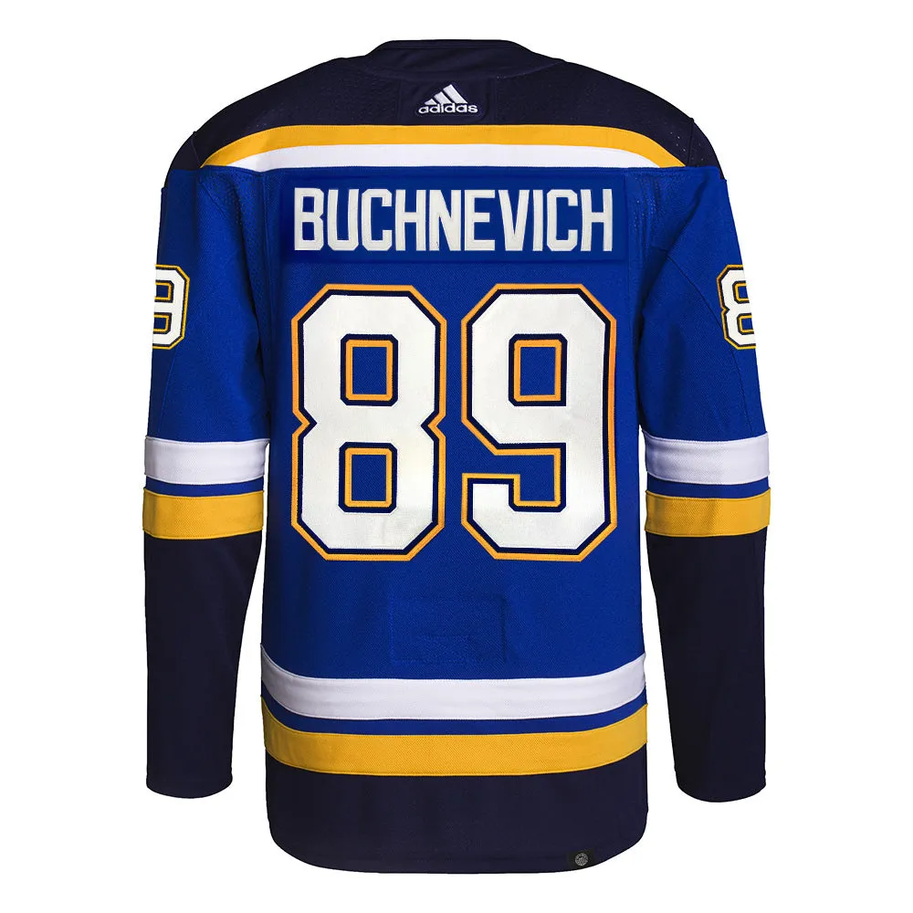 ST. LOUIS BLUES AUTHENTIC BUCHNEVICH #89 HOME PRO-STITCH PRIMEGREEN JERSEY - BLUE