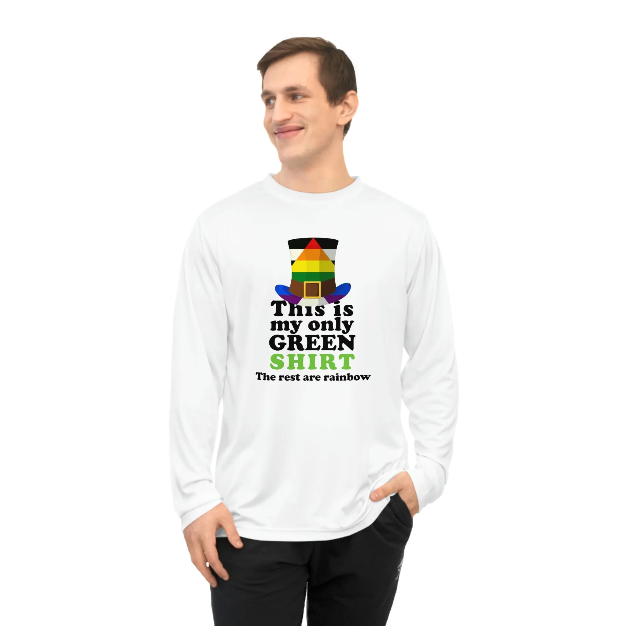 Straight Ally Flag Unisex Performance Long Sleeve Shirt - My Only Green Shirt