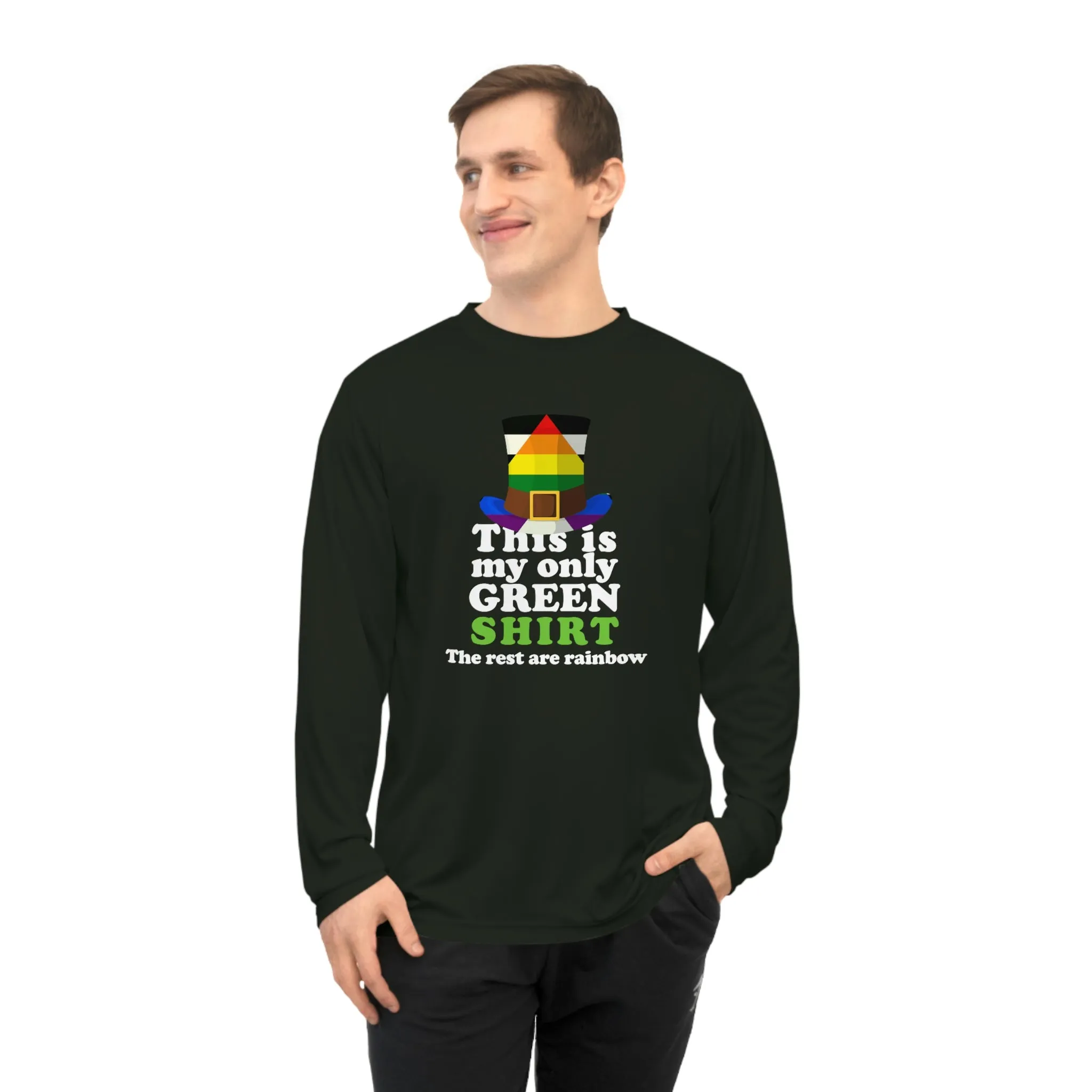 Straight Ally Flag Unisex Performance Long Sleeve Shirt - My Only Green Shirt