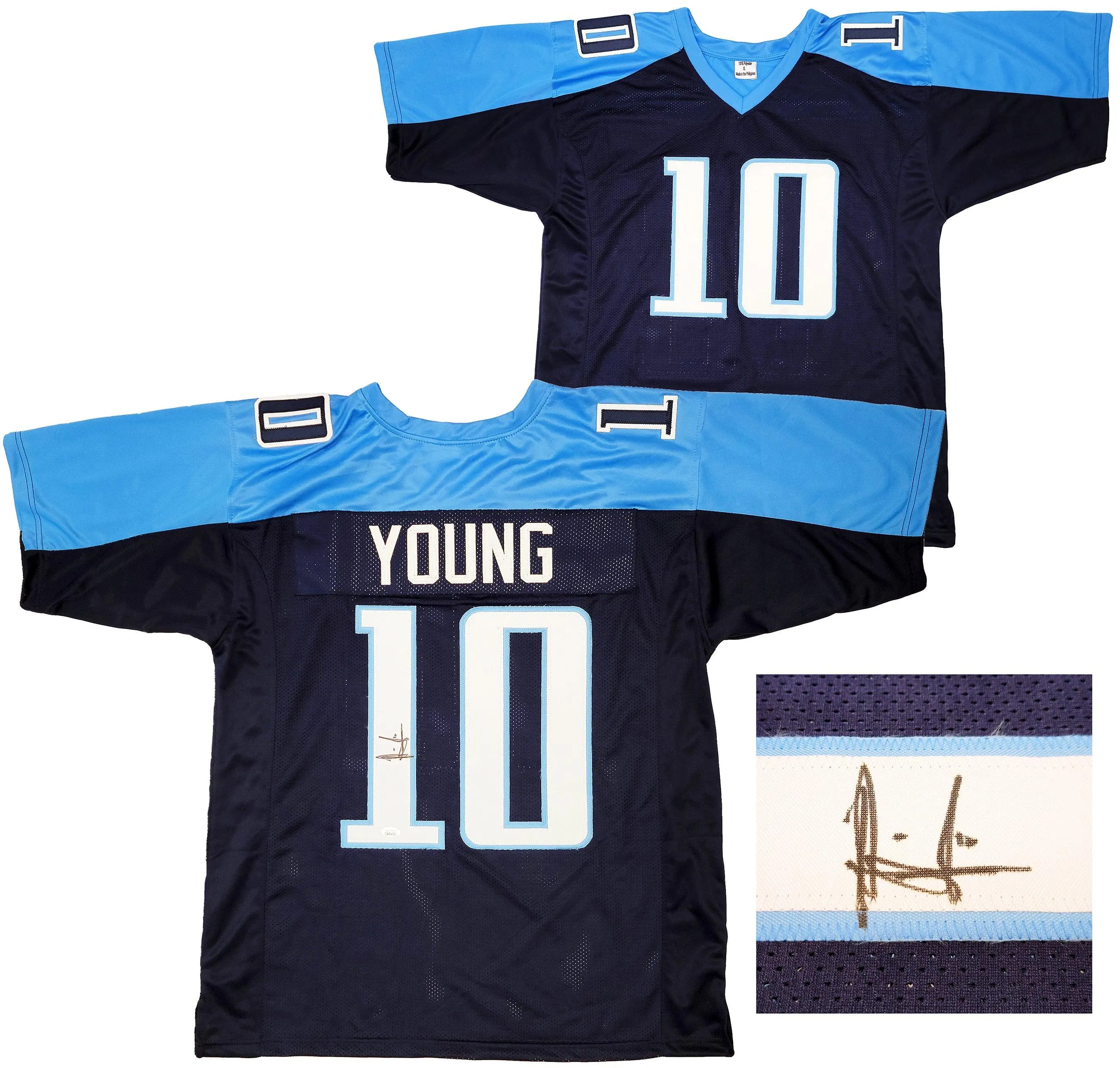 Tennessee Titans Vince Young Autographed Blue Jersey JSA Stock #202303