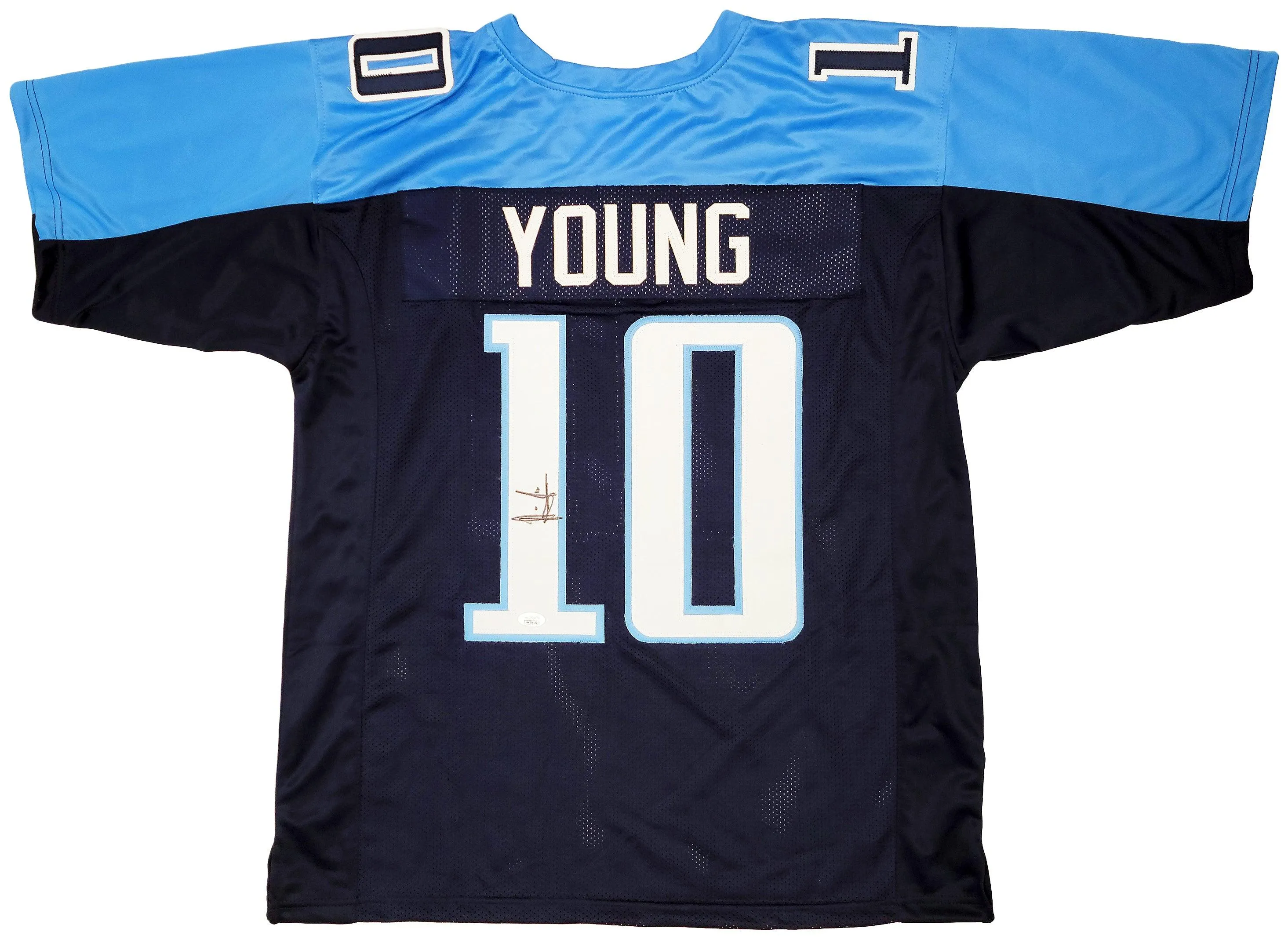 Tennessee Titans Vince Young Autographed Blue Jersey JSA Stock #202303