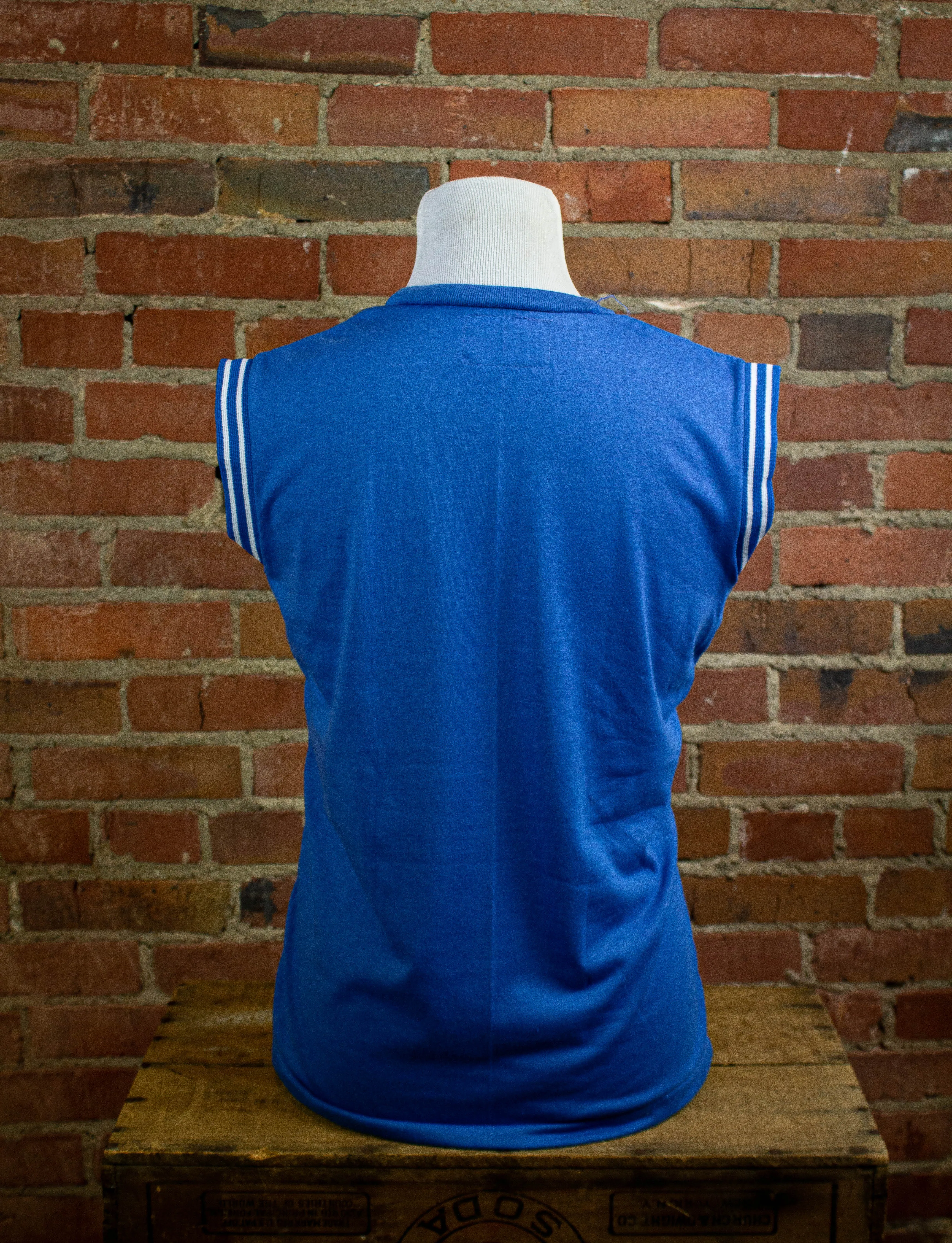 Vintage Bike V Neck Blue Muscle Tee (Deadstock) Medium 80s