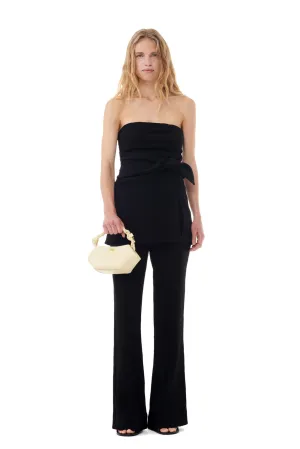 Viscose Stretch Crepe Flared Pants | Black