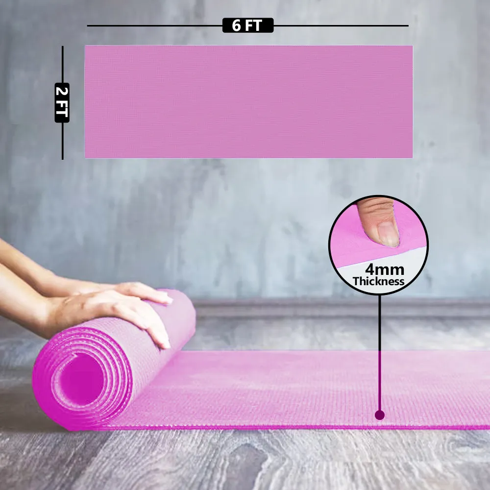 WErFIT 4mm Premium EVA Yoga Mat, Anti Skid, Home & Gym workout for Men, Women & Kids Pink 4 mm Yoga Mat