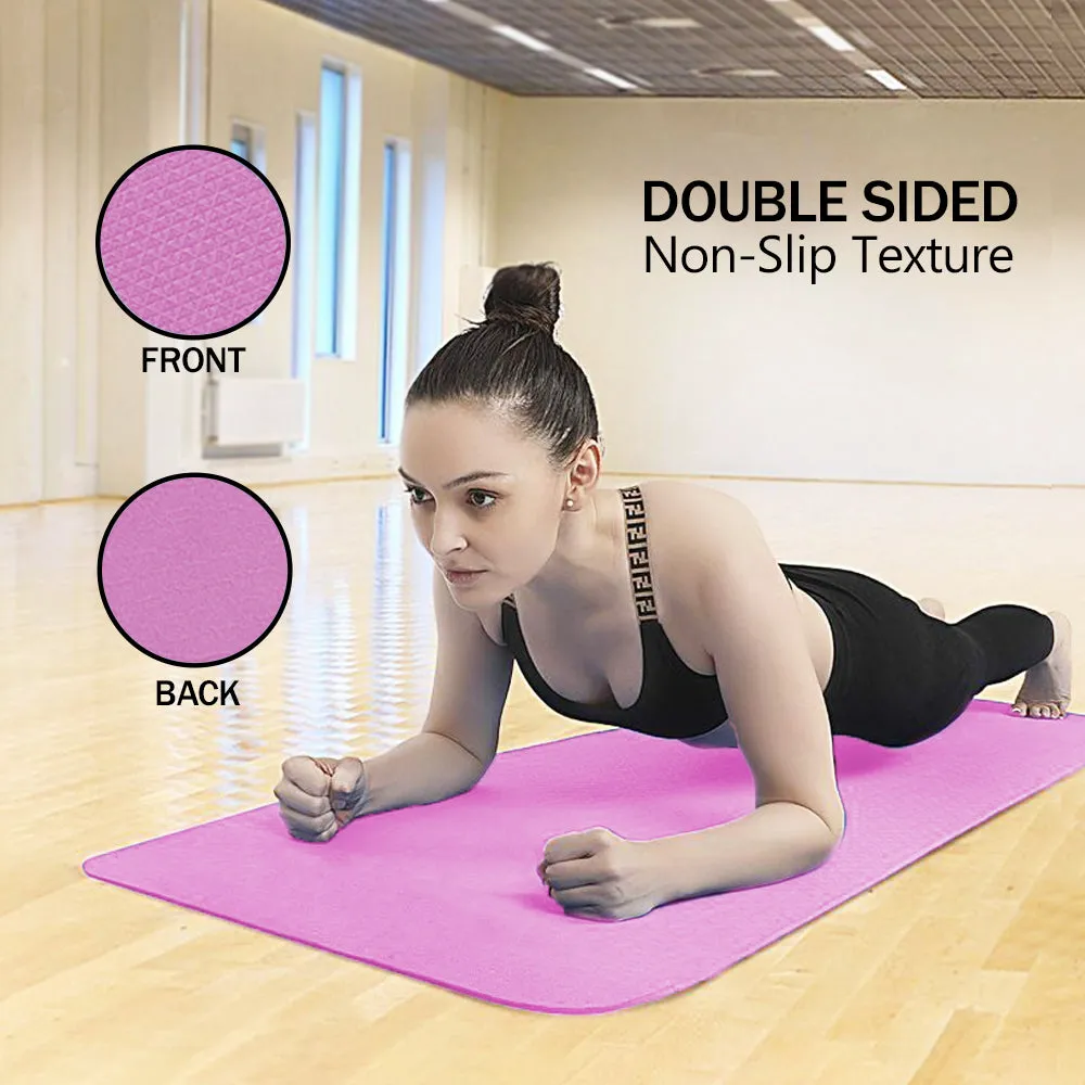 WErFIT 4mm Premium EVA Yoga Mat, Anti Skid, Home & Gym workout for Men, Women & Kids Pink 4 mm Yoga Mat