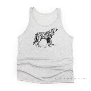 Wolf - Hand Drawn - Unisex Jersey Tank