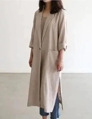 Women's long cotton and linen suit